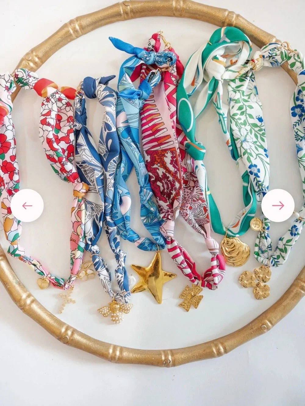 Blue Scarf Charm Necklaces - gold star pendant